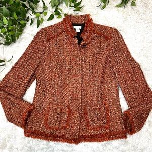 Chico's Orange\Rust Tweed Blazer Size 0 (small-4) womens blazer jacket